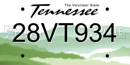 28VT934 Tennessee License Plate