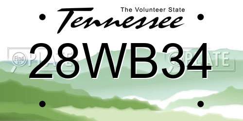 28WB34 Tennessee License Plate