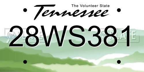 28WS381 Tennessee License Plate