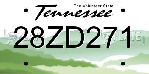 28ZD271 Tennessee License Plate