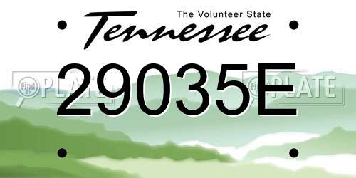 29035E Tennessee License Plate