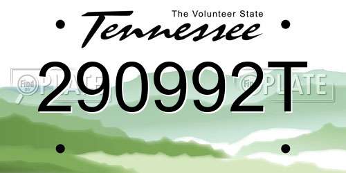 290992T Tennessee License Plate