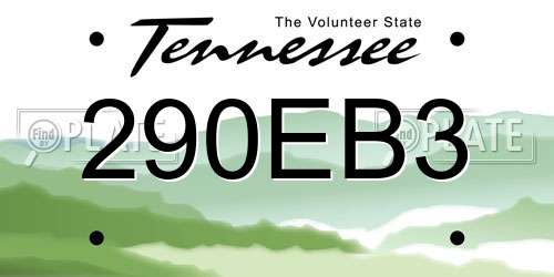 290EB3 Tennessee License Plate
