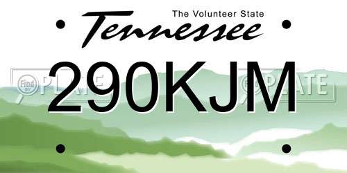290KJM Tennessee License Plate