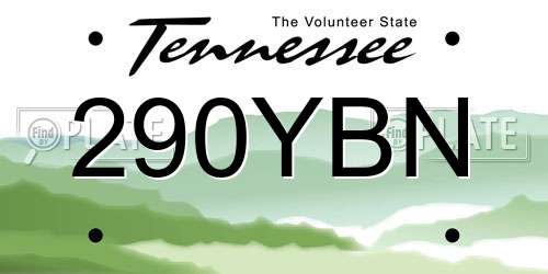 290YBN Tennessee License Plate