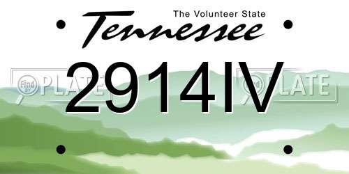 2914IV Tennessee License Plate