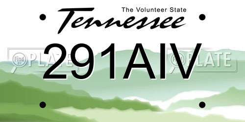 291AIV Tennessee License Plate