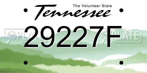 29227F Tennessee License Plate