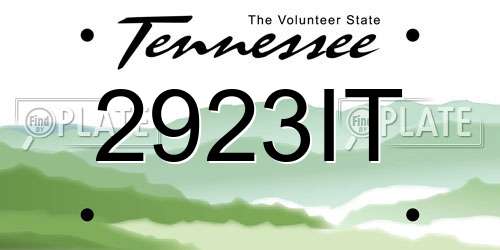 2923IT Tennessee License Plate