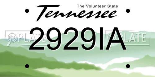 2929IA Tennessee License Plate