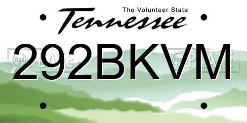 292BKVM Tennessee License Plate