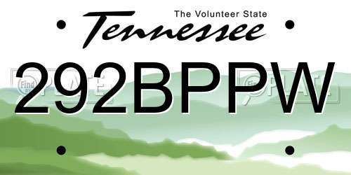 292BPPW Tennessee License Plate