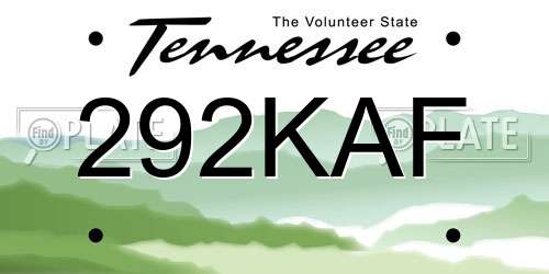 292KAF Tennessee License Plate