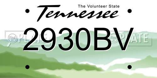 2930BV Tennessee License Plate