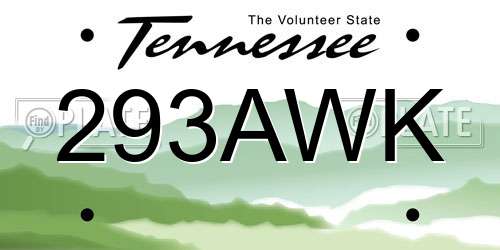 293AWK Tennessee License Plate