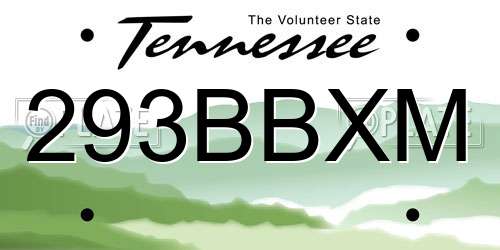 293BBXM Tennessee License Plate