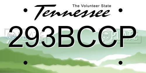 293BCCP Tennessee License Plate