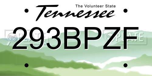 293BPZF Tennessee License Plate