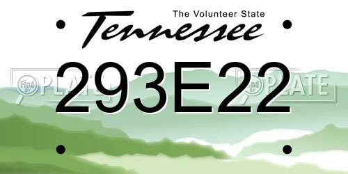 293E22 Tennessee License Plate
