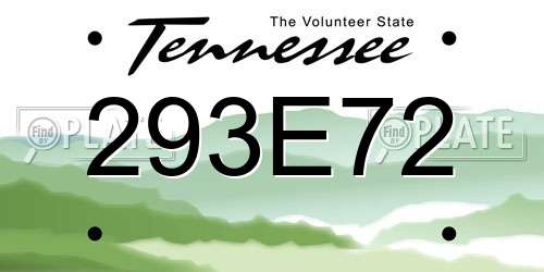 293E72 Tennessee License Plate