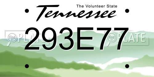 293E77 Tennessee License Plate