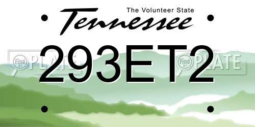 293ET2 Tennessee License Plate