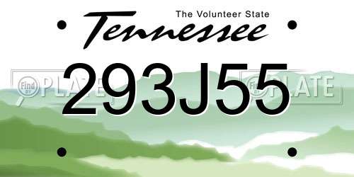 293J55 Tennessee License Plate