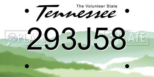 293J58 Tennessee License Plate