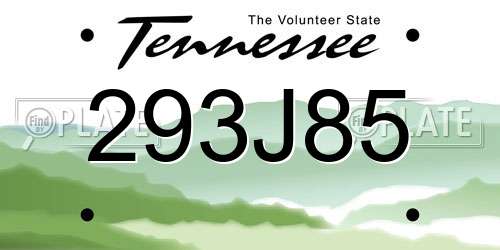 293J85 Tennessee License Plate
