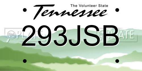 293JSB Tennessee License Plate