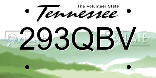 293QBV Tennessee License Plate