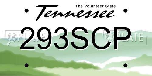 293SCP Tennessee License Plate
