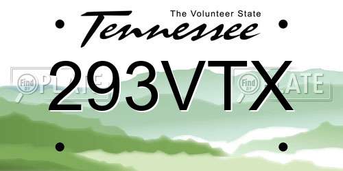 293VTX Tennessee License Plate