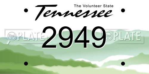 2949 Tennessee License Plate