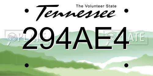 294AE4 Tennessee License Plate