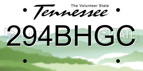 294BHGC Tennessee License Plate
