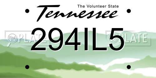 294IL5 Tennessee License Plate