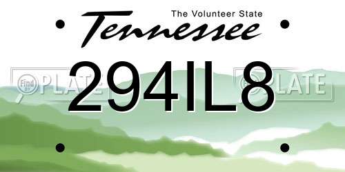 294IL8 Tennessee License Plate