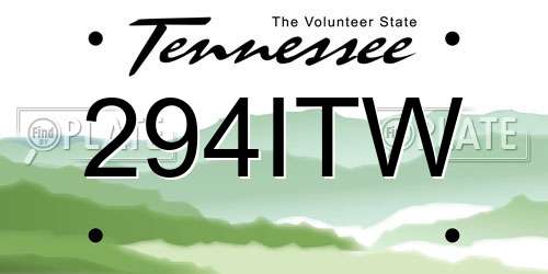 294ITW Tennessee License Plate