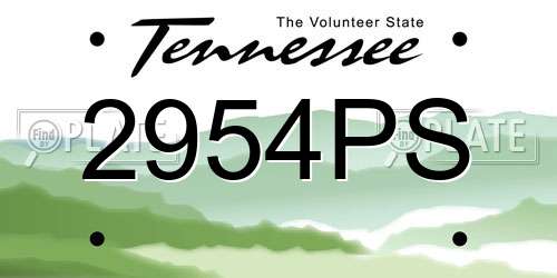 2954PS Tennessee License Plate