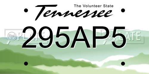 295AP5 Tennessee License Plate