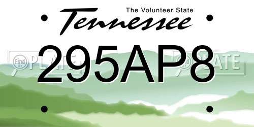 295AP8 Tennessee License Plate