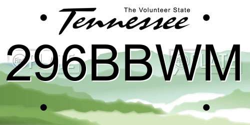 296BBWM Tennessee License Plate
