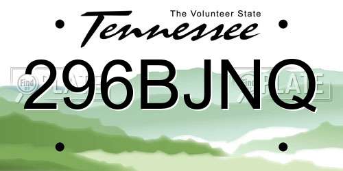 296BJNQ Tennessee License Plate