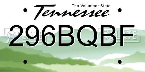 296BQBF Tennessee License Plate
