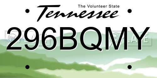 296BQMY Tennessee License Plate