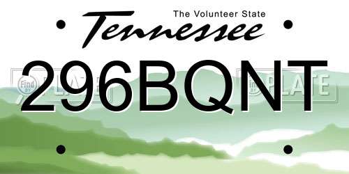 296BQNT Tennessee License Plate