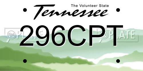 296CPT Tennessee License Plate