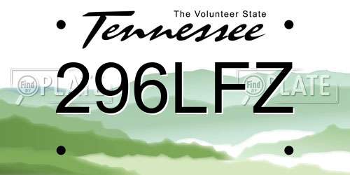 296LFZ Tennessee License Plate