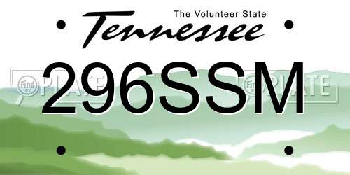 296SSM Tennessee License Plate